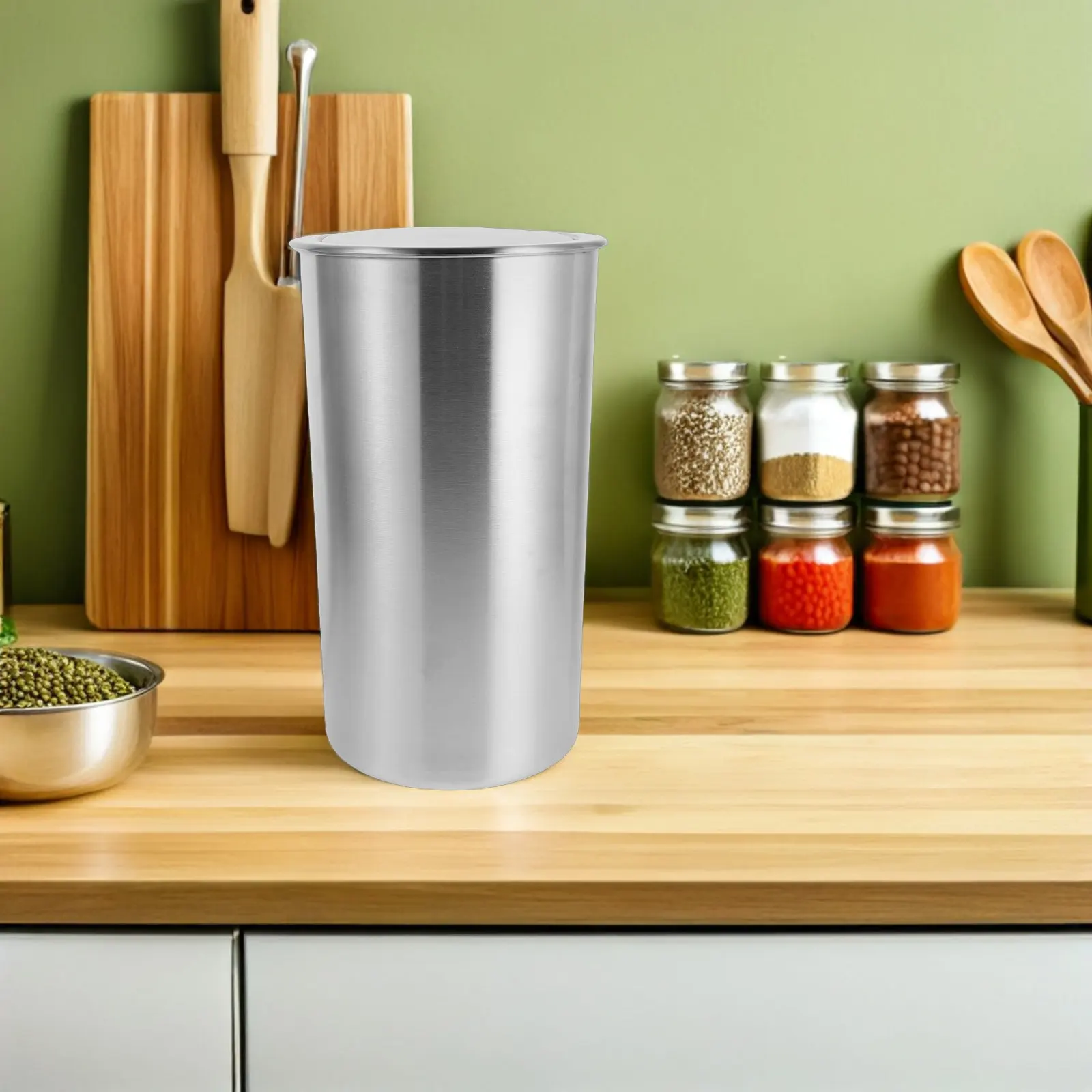 

5.5L Recessed Countertop Trash Can Stainless Steel Space-Saving Built-in Swing Lid Round Garbage Bin for Kitchen Bathroom
