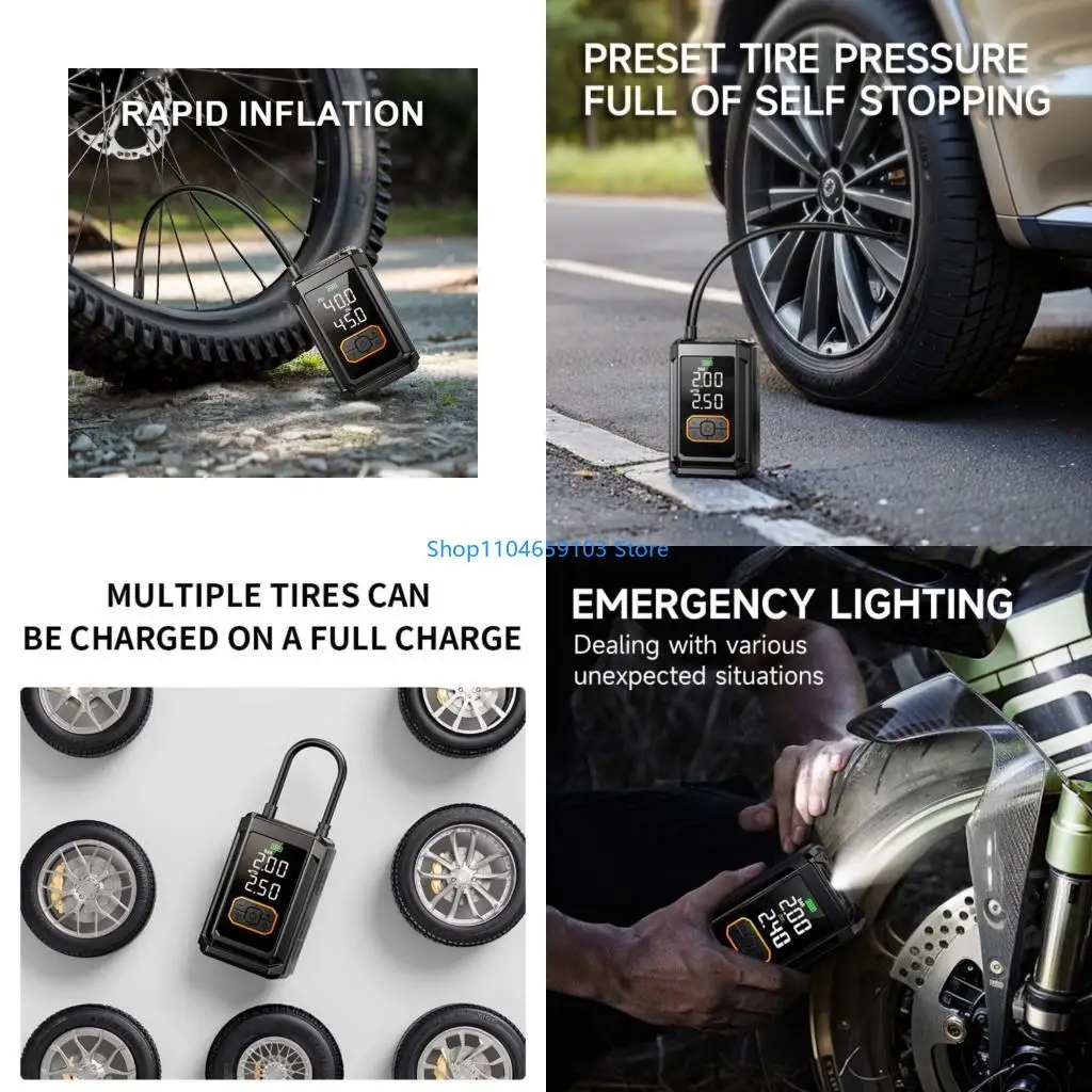 

Electric Air Compressor 150PSI USB C Charging Multiple Purpose Flashlights Powerbanks