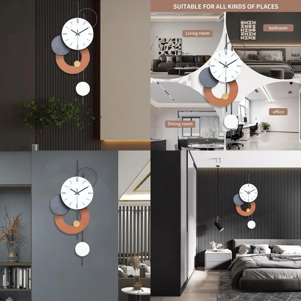 

Large Modern Metal Wall Clocks, Battery-Powered Silent Timepieces for Home Décor, 14x28 Inches