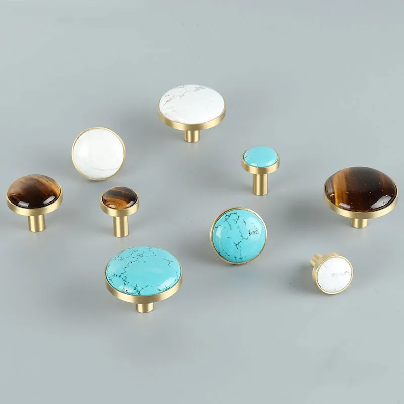 Creative Natural Stone Knob Wall Hanging Clothes Hook Single Brass Hook Single Hole Wardrobe Drawer Door Handle Hardware