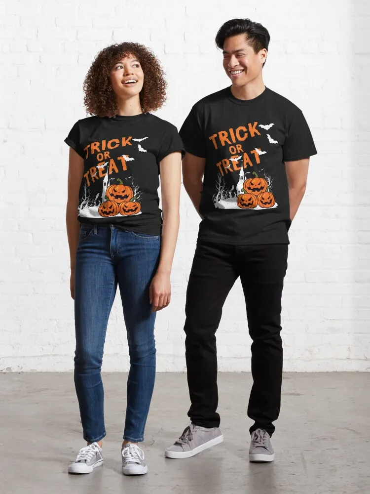 Trick or treat Classic T-Shirt Harajuku Fashion Casual Men Short Sleeve Plus Size T