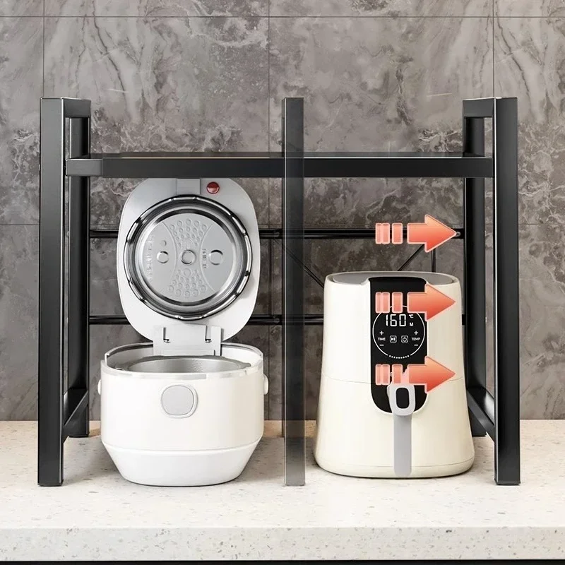 Multi-functional Kitchen Shelf Rice Cooker Microwave Rack Retractable Oven Storage Rack Countertop Household