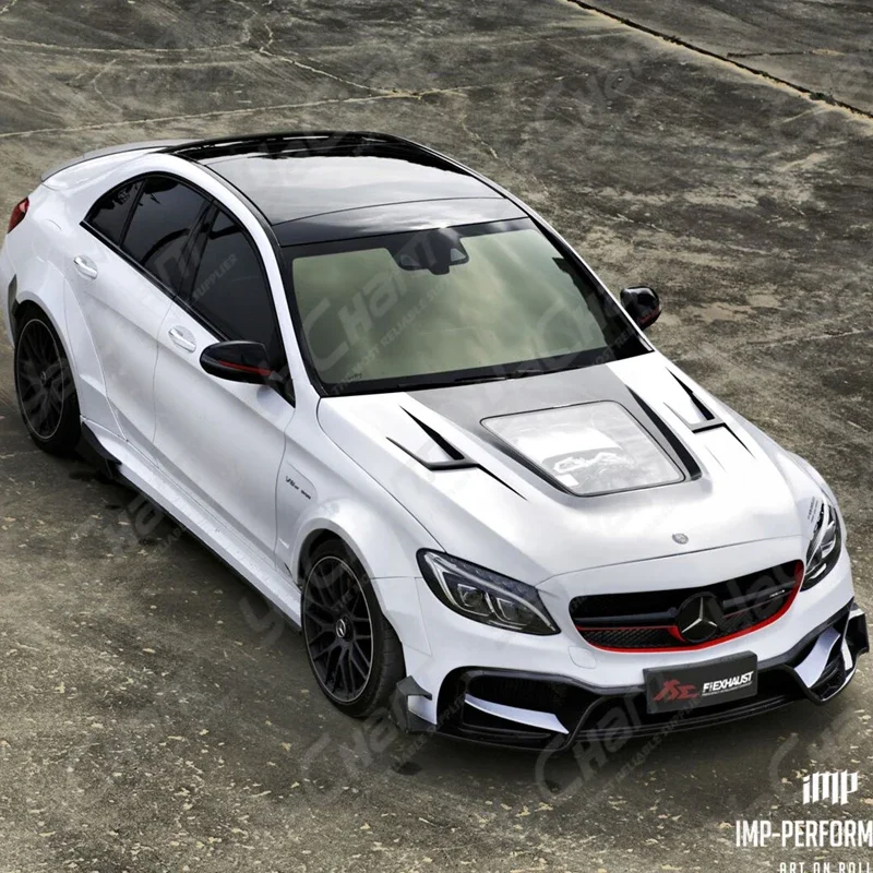 CF Carbon Fiber Hood w/ Glass Fit For 2015-2021 Mercedes Benz W205 C63 Sedan iMP Performance