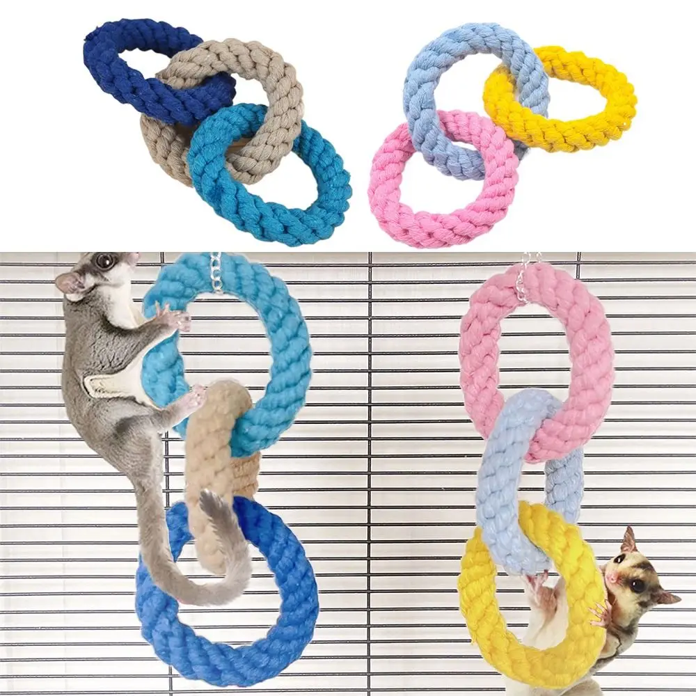 Hamster Toy Climbing Rope Toys Small Pets Bird Rope Swing Toy Hanging Cotton Rope Cage Accessories Play Toys Set