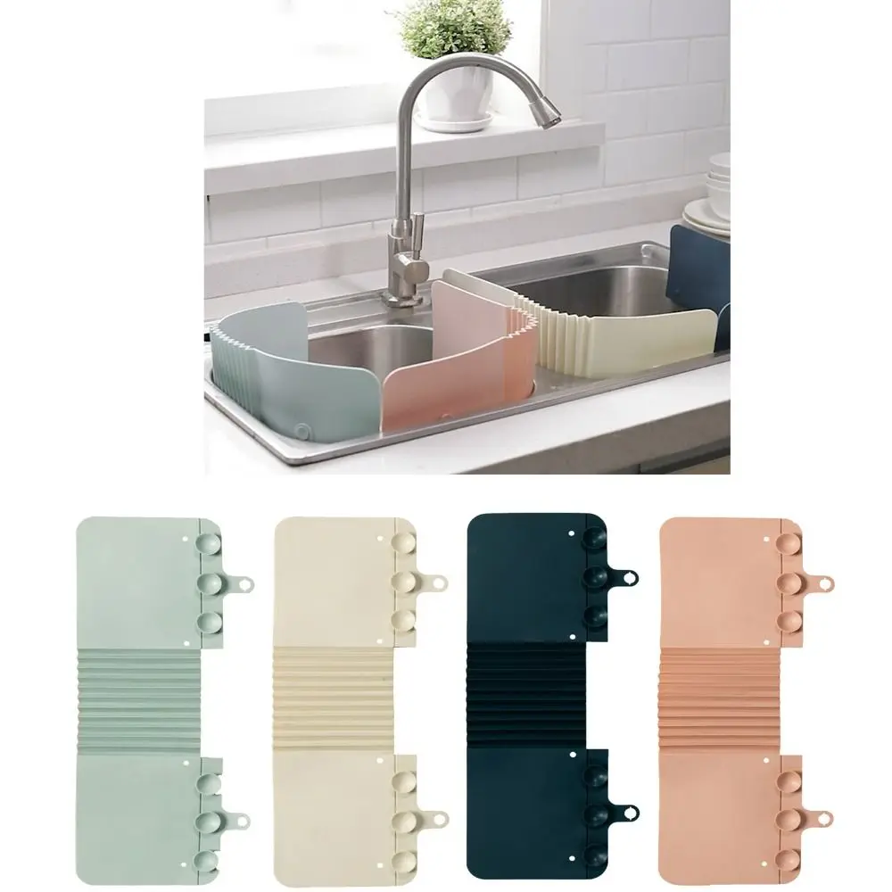 TPR Water Splash Guard Anti-splash Foldable Sink Water Baffle Bendable with Sucker Kitchen Splatter Screen Bathroom