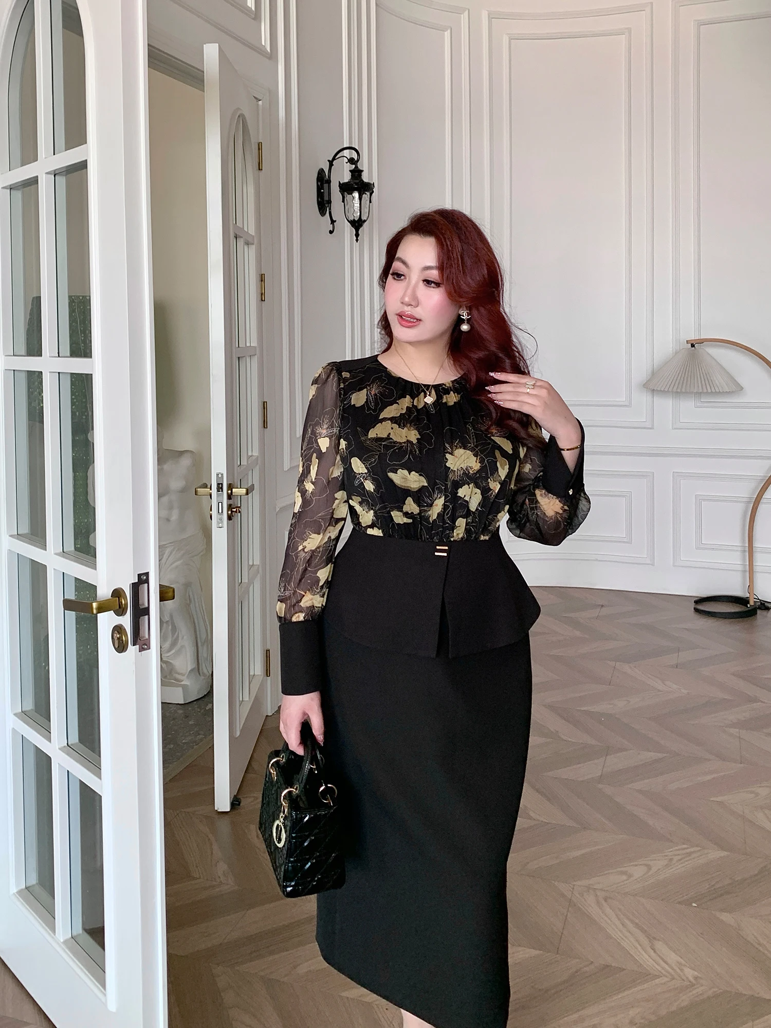 

GLEC плюс размер, осень-зима, новый Sle, ретро-дизайн, кружево, искусственный двухсекционный Dr Ele, женственный, повседневный, сшитый