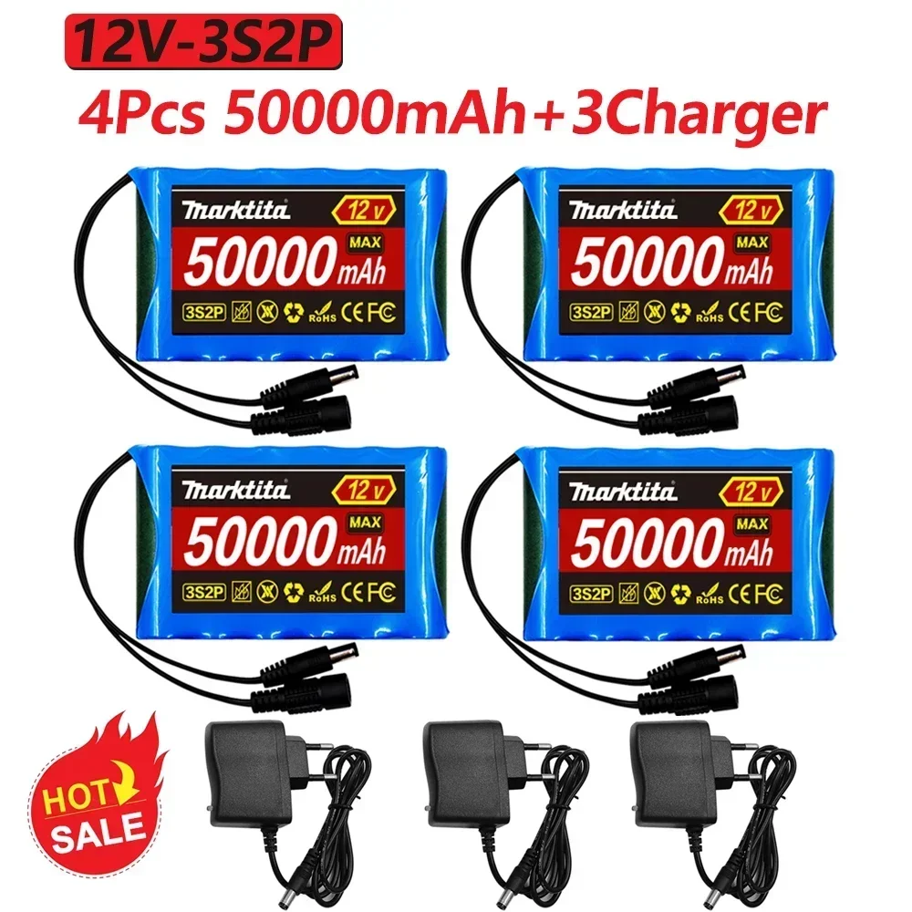 

NEW Portable Super 12V 50000mah Rechargeable Lithium Ion Battery Pack Capacity DC 12.6v 30Ah CCTV Cam Monitor + Charger