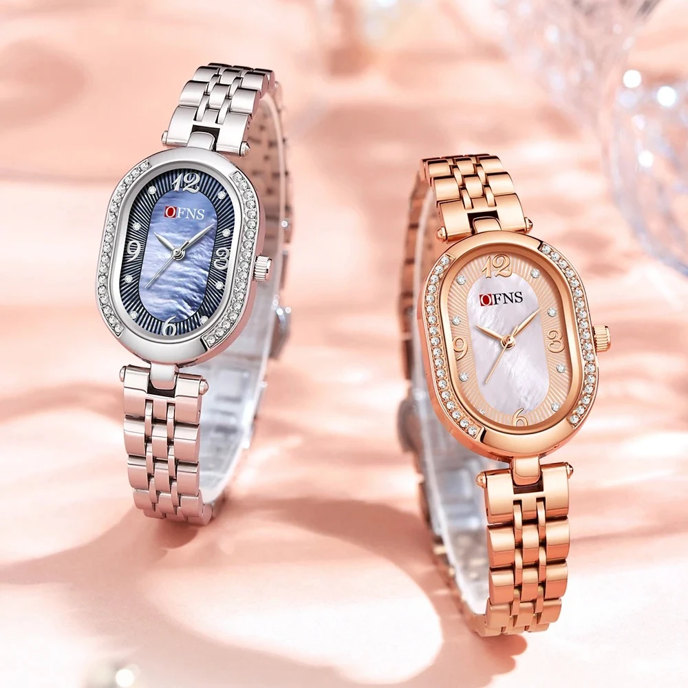 OFNS 1575 Luxury and Fashionable Quartz Women's Watch Waterproof Diamond Inlaid Gangdi Watches for Women Relogio Feminino