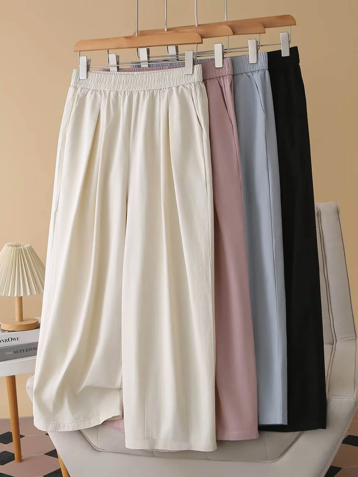 

Slimming High Waist Wide Leg Casual Pants Women's Loose Comfortable Straight Cut Trousers Korean Style Commute Fashion