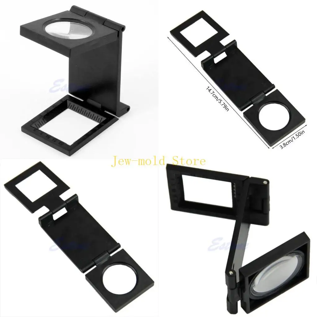 

C71B 10X Loupe Magnifier Desktop Fabrics Sewing Thread Measure Scale Counter Foldable