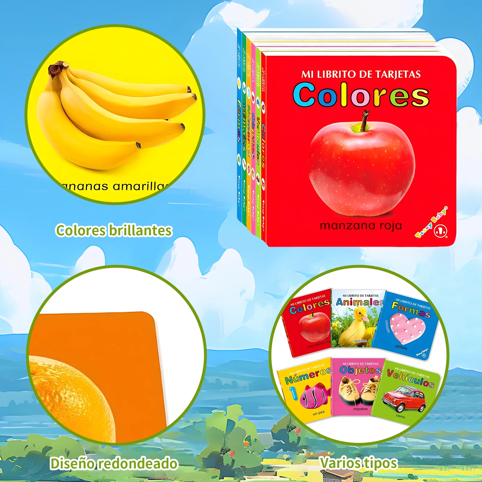 Spanish Kids Cognitive 2-Piece Set 3-6 Years Literacy Cards & Laminated Cognitive Book Cognitive Enhancement Preschool