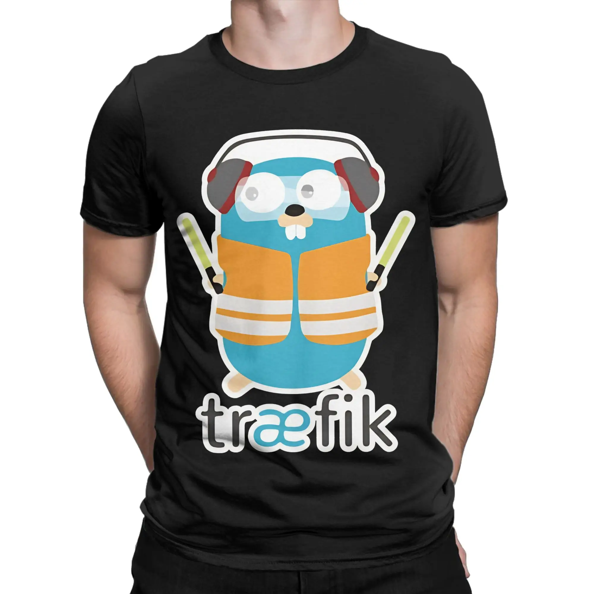 Traefik The Cloud Native Router Funny Graphic 100% Cotton T-Shirt gopher Tees Tops For Men