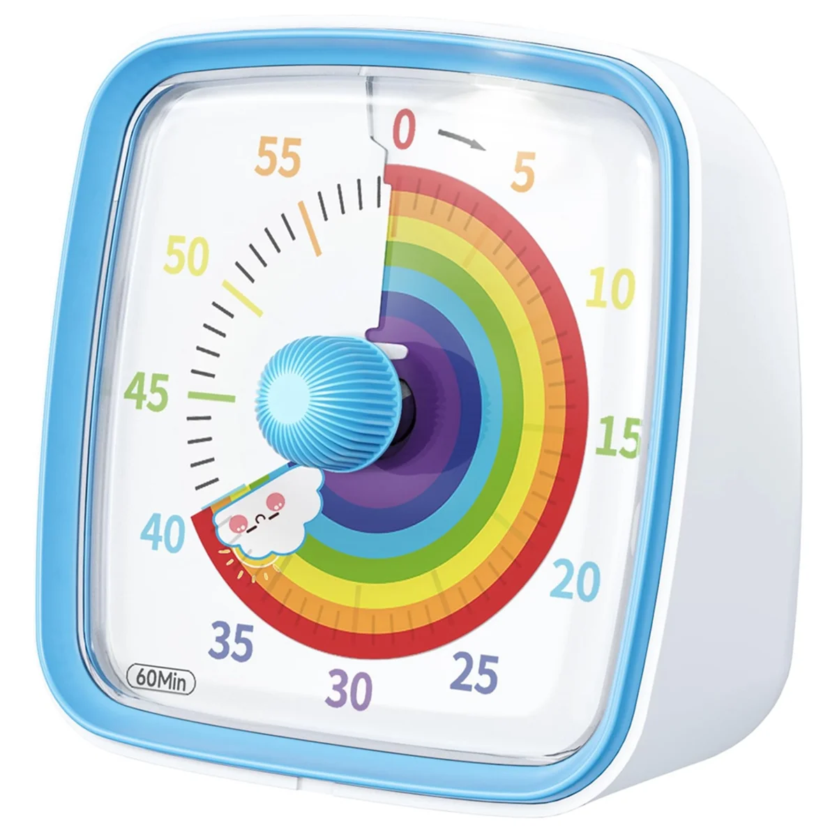 60-Minute Visual Timer with Night Light, Countdown Timer,Pomodoro Timer with Rainbow Pattern for Kids and Adults Blue