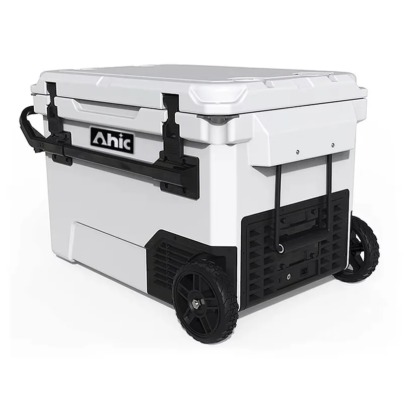 ثلاجة سيارة كهربائية محمولة 12 فولت 55 لتر، صندوق تبريد تخزين الطاقة الشمسية في الهواء الطلق مع وضع تبريد الفريزر الضاغط للسفر