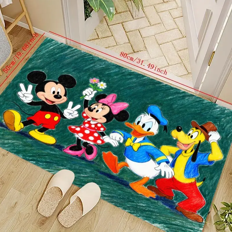 

1 шт. классический коврик Disney с Микки и Минни Дональдом Гуфи из мультфильма для гостиной, домашнего декора, очаровательный нескользящий моющийся коврик