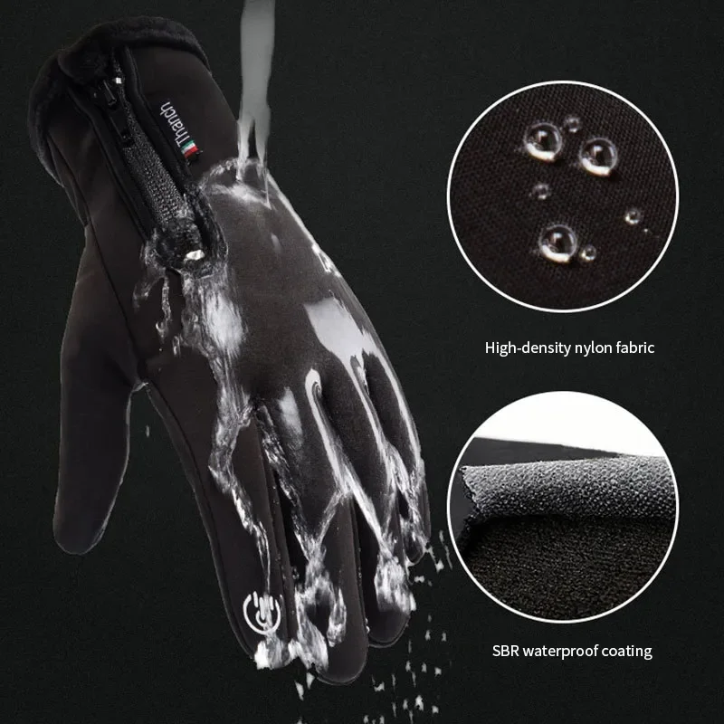 Winter Motorcycle Gloves Guante Thermal Fleece Lined Warm Gloves Water Resistant Skin-friendly Touch Screen Moto Bike Ski Gloves