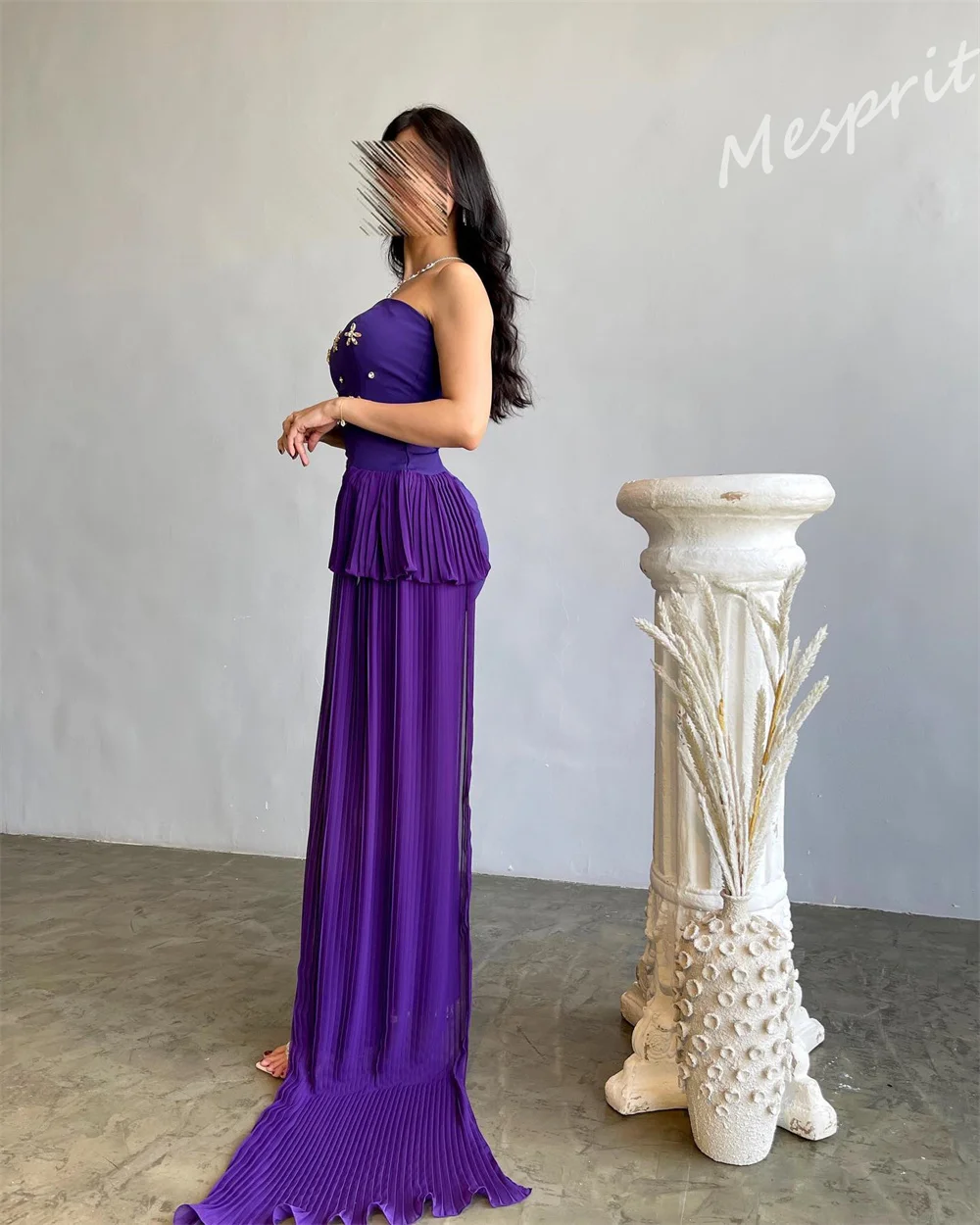 Vestido de fiesta elegante sin tirantes, vestido de noche con diamantes de imitación, tafetán vertical personalizado