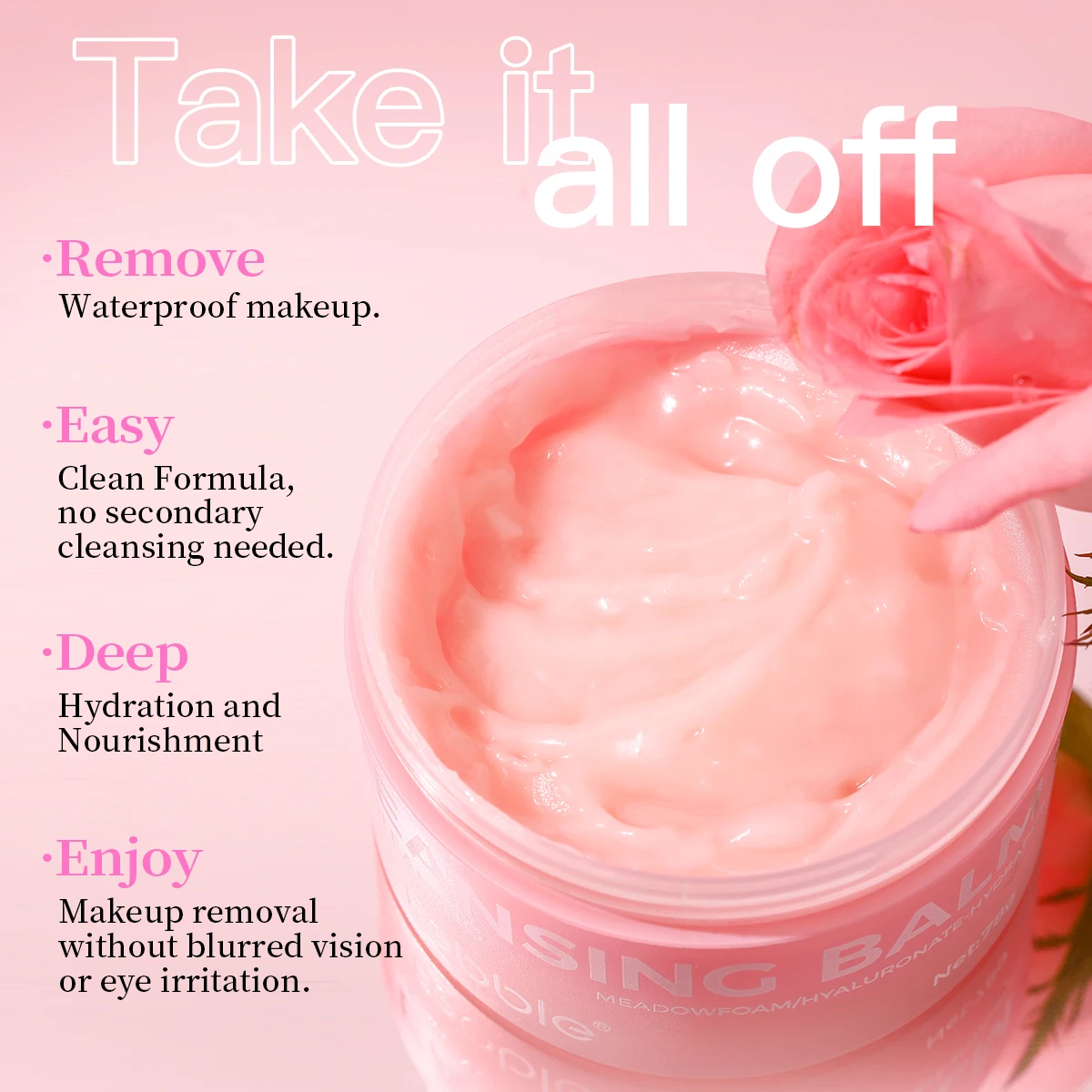 Febble Makeup Remover - Deeply cleansing and moisturizing makeup remover with rose, coconut and orange fragrance