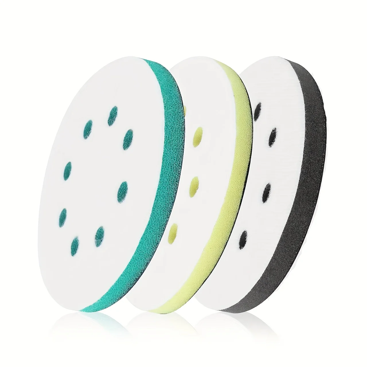3Pcs Interface Pads 5 Inch 8 Holes Orbital Sander Foam Polishing Pad Hook & Loop Backing Pad for Buffer Automotive Woodworking
