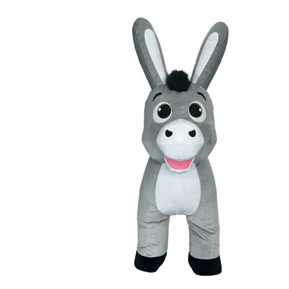 Fantasia de Mascote de Burro Cinza Inflável, Acessório de Traje de Desenho Animado para Eventos de Halloween e Carnaval, Sem Bateria, Sem Carregador