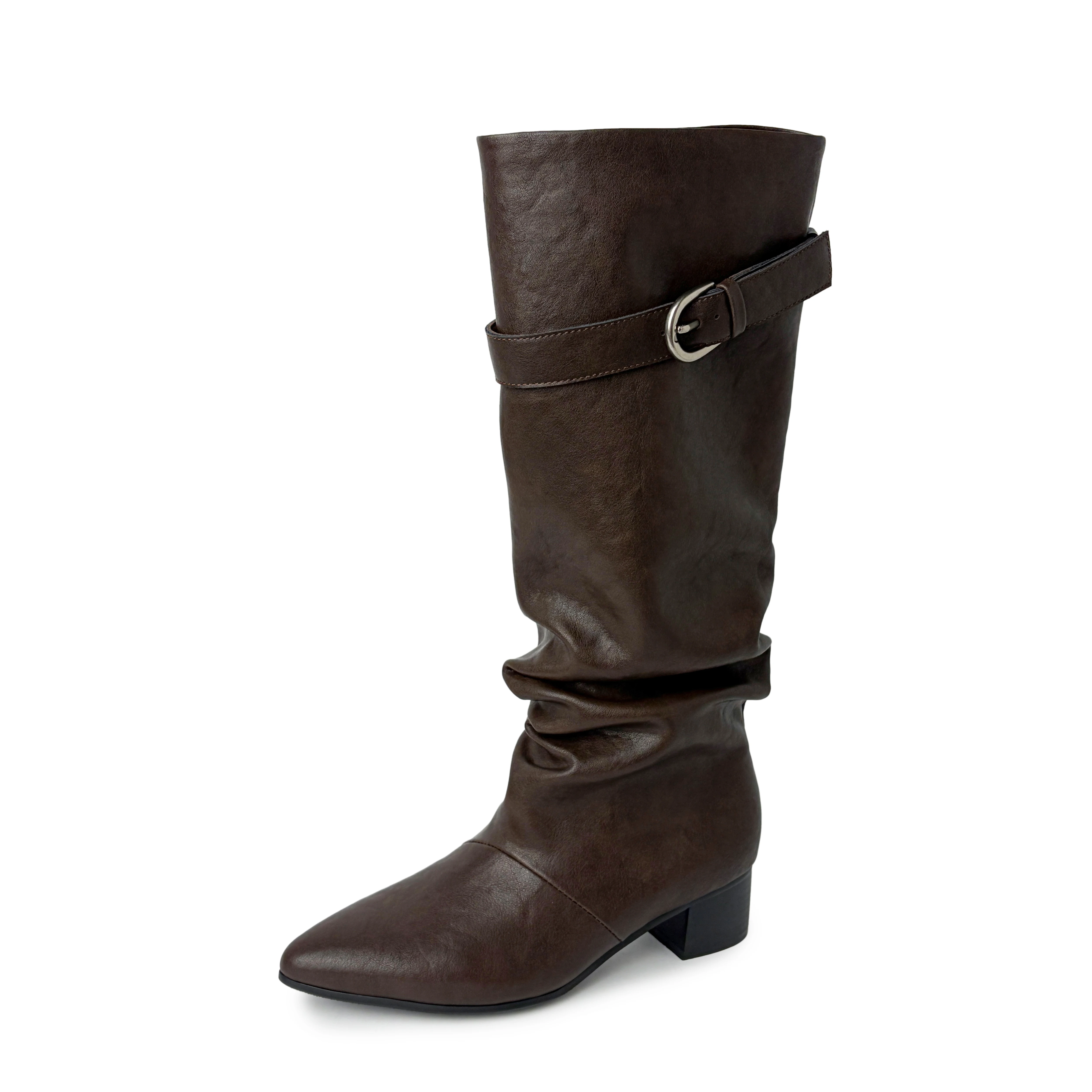 Arden Furtado Knee High Cowhide Boots Pointed Toe Middle Heel Knee High Boots Genuine Leather Boots Woman Ladies Shoes Handmade