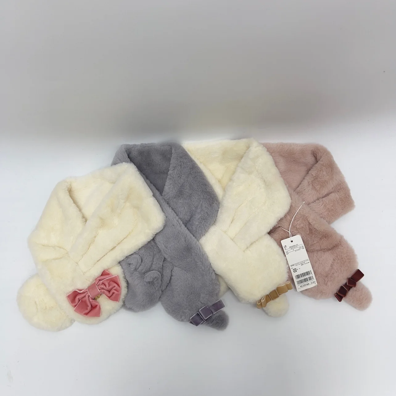 اليابانية الحلو ولطيف الإناث الشريط الصغيرة القوس قلادة أفخم تقليد الأرنب الفراء وشاح لطيف القط وشاح دافئ الإناث