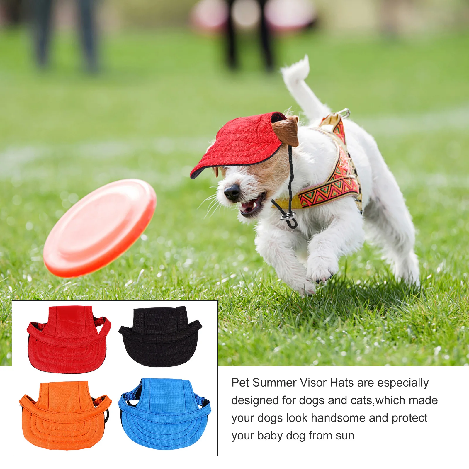 

4Pcs Pet Baseball Puppy Visor Caps Adjustable Fit Breathable Lightweight Dog Summer Outdoor Sun Protection Hat