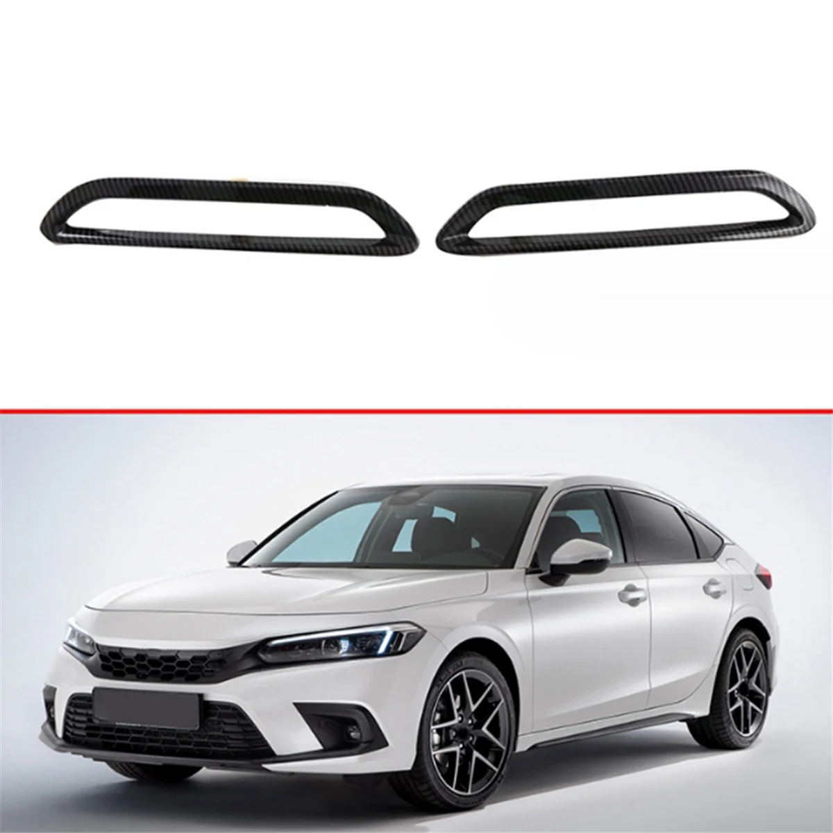 For Honda Civic Hatchback 2023 Car Carbon Fiber Rear Fog Light Lamp Cover Trim Foglight Bezel