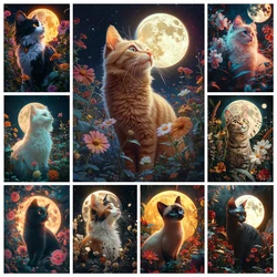 New Arrivals Diamond Embroidery Animal Kit Diy Drill Painting Cat Full Mosaic Moon Home Decor Art Handmade Gift