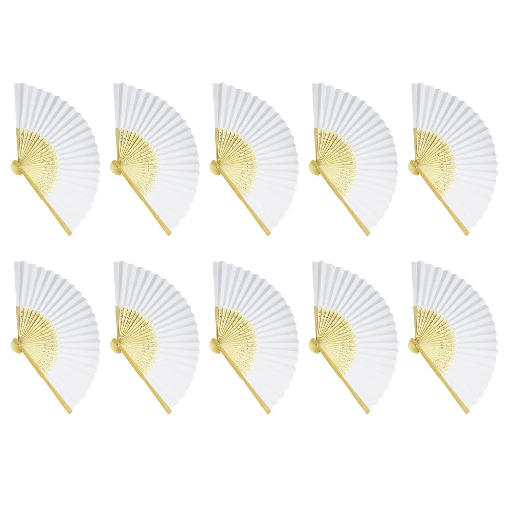 10Pcs DIY Folding Paper Fans Blank Painting Hand Fans for Kids Drawing Graffiti Hand Fan Creative Craft Folding Paper Fan