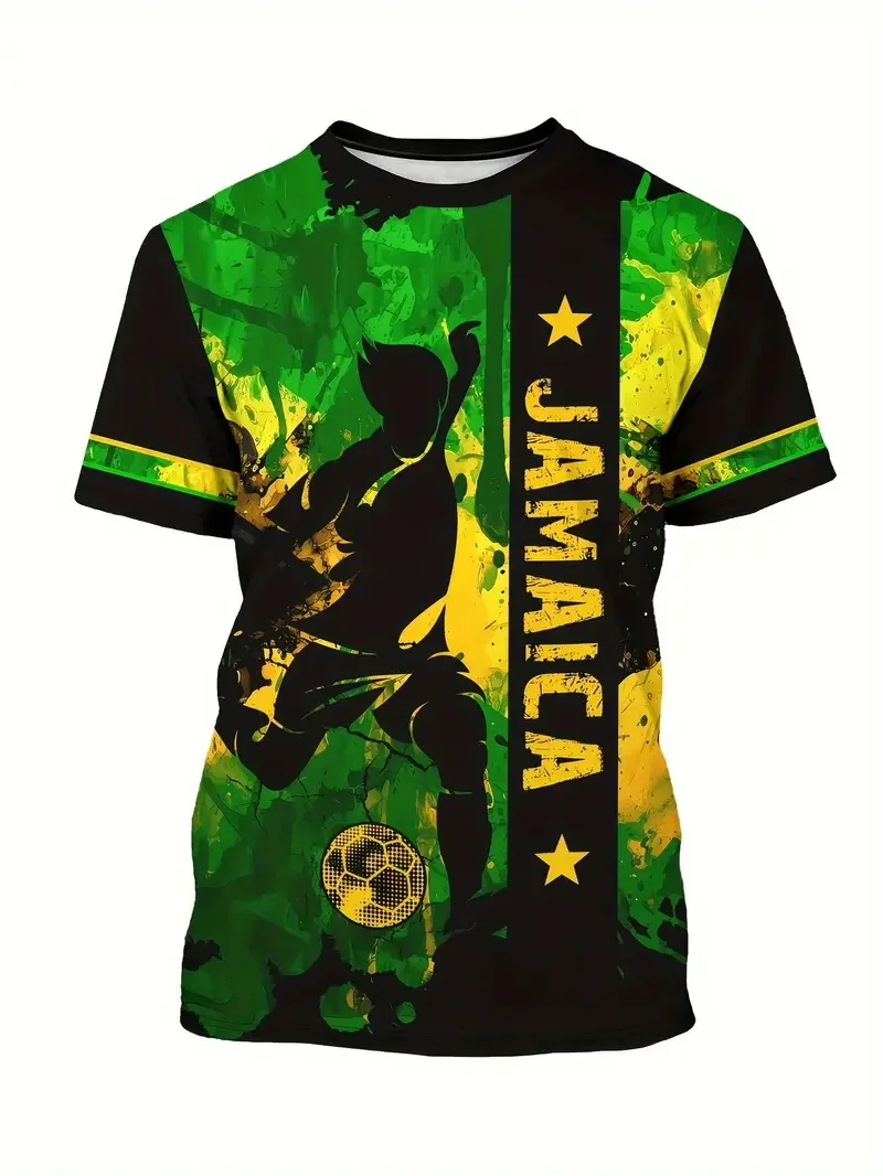 ثلاثية الأبعاد طباعة جامايكا الطائر الطنان الجرافيك تي شيرت للرجال عادية كم قصير طاقم الرقبة بلايز الرجال حجم كبير جامايكا العلم التي شيرت