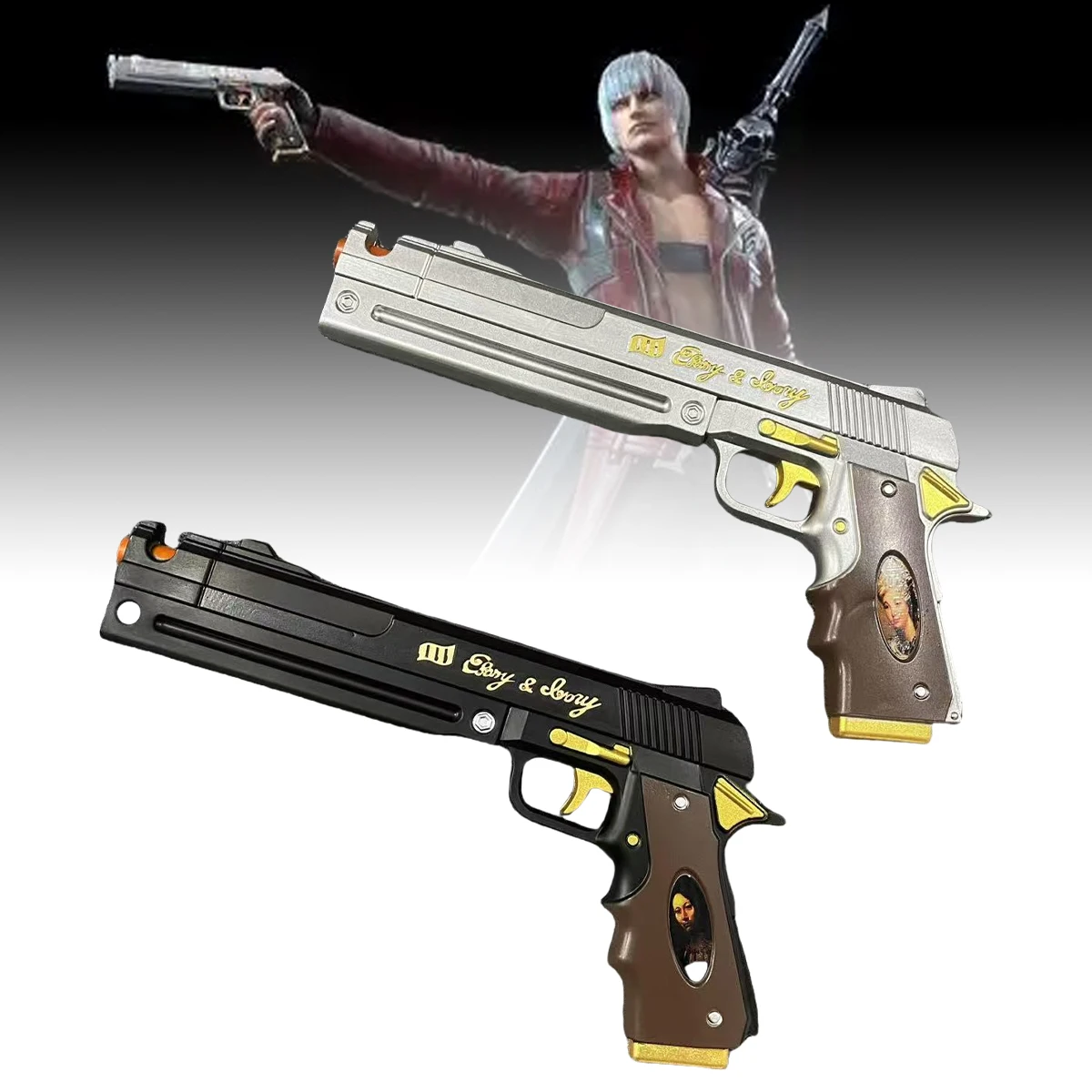 15inch PU Dante Pistol Ebony Ivory Gun Anime Cosplay Prop Devil May Cry DMC Gun Real Japanese Katana Original Samurai Sabre Toy