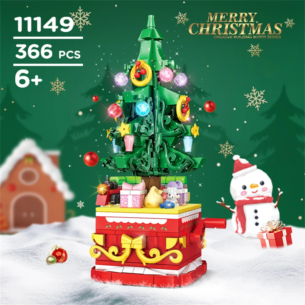 Kreativität Winter Dorf Weihnachtsbaum Modell Bausteine Ziegel Kinder Spielzeug Weihnachtsgeschenk