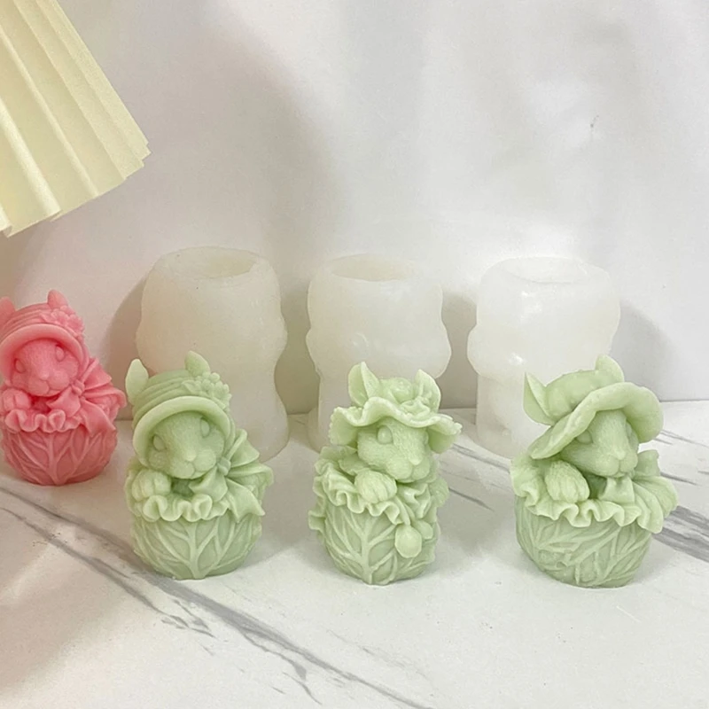 Cauliflower Bowknot Rabbit 3D Soap Mould DIY Epoxy Mold Handmade Mold Cauliflower Bowknot Rabbit 3D Soap Mould DIY