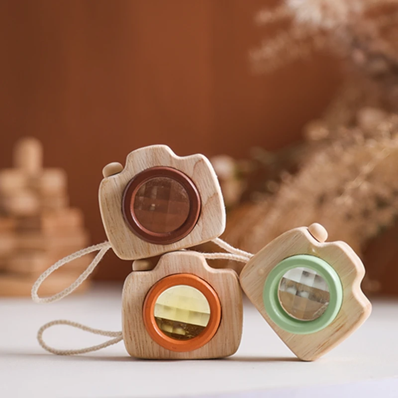 1PC/3PCS Baby Wooden Colorful Camera Kaleidoscope Toys Beech Wooden for Children Kids Learning Early Educational Montessori Toys