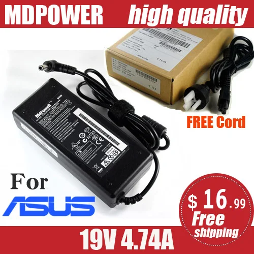 MDPOWER Cho ASUS N71 N73 N73X N73Y Notebook Laptop Điện Cung Cấp Nguồn Điện AC Adapter Dây 19V 4.74A