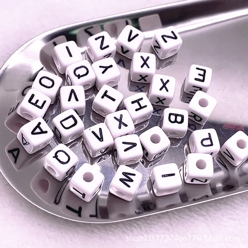1000 Stück/5 Farben lebendige quadratische Buchstabenmuster-Acrylperlen für die Schmuckherstellung – Werkzeuge für kreative Designs – perfekt für Heimwerker – Detail 3