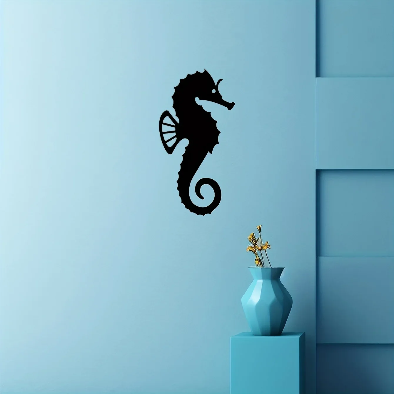 Bring The Beach Home: 1pc Silhouette Seahorse Home Art Decor Sticker for House & Yard Decoration Wall Decor, Metal Wall Hanging