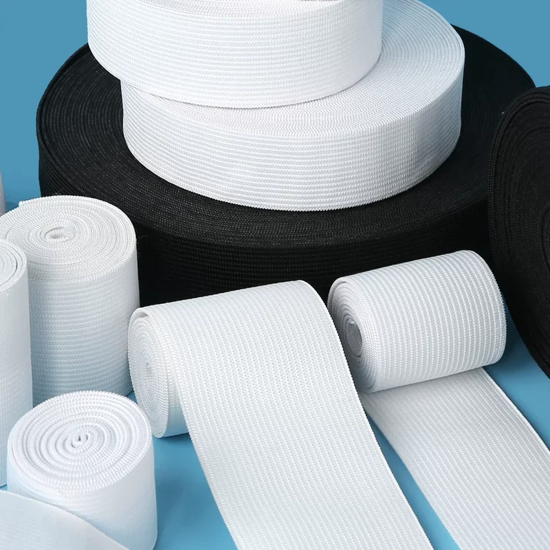 10/20Meters White Black Nylon Elastic Bands 3mm-50mm Elasticity Rubber Band for Mask Stretch Strap HairBand Sewing Spandex Tape