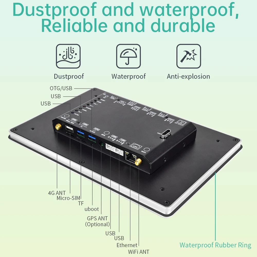 Android/Linux Industrial Embedded Computer IP65 Waterproof IXHUB 10.1 Inch HMI Portable Monitor Touch Screen for Charging Pile