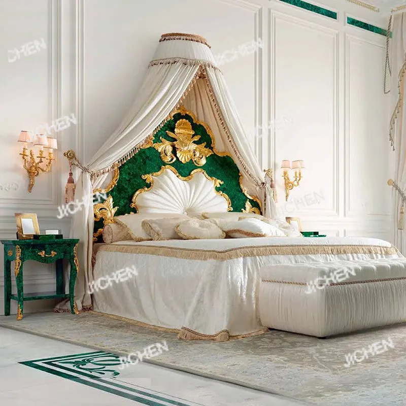 Cama doble europea de madera maciza tallada con flores, dormitorio de corte francés, cama de matrimonio de 1,8 metros y 2 metros, cama principal