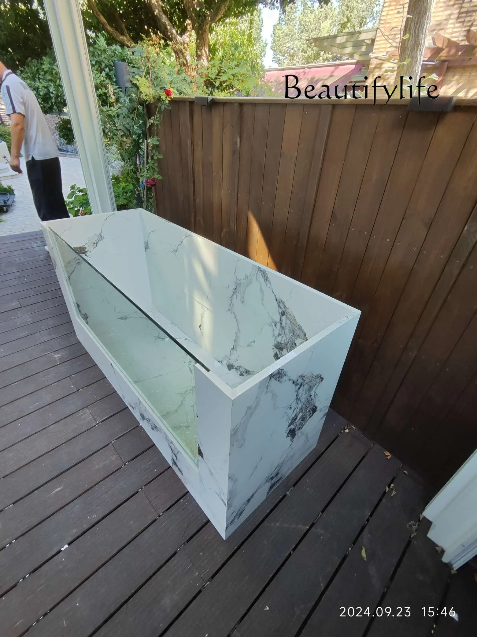BJ Double-layer Rock Slab Fish Tank Landscape Ceramic Glass Turtle Tank Balcony Courtyard Circulation Landscaping Fish Tank