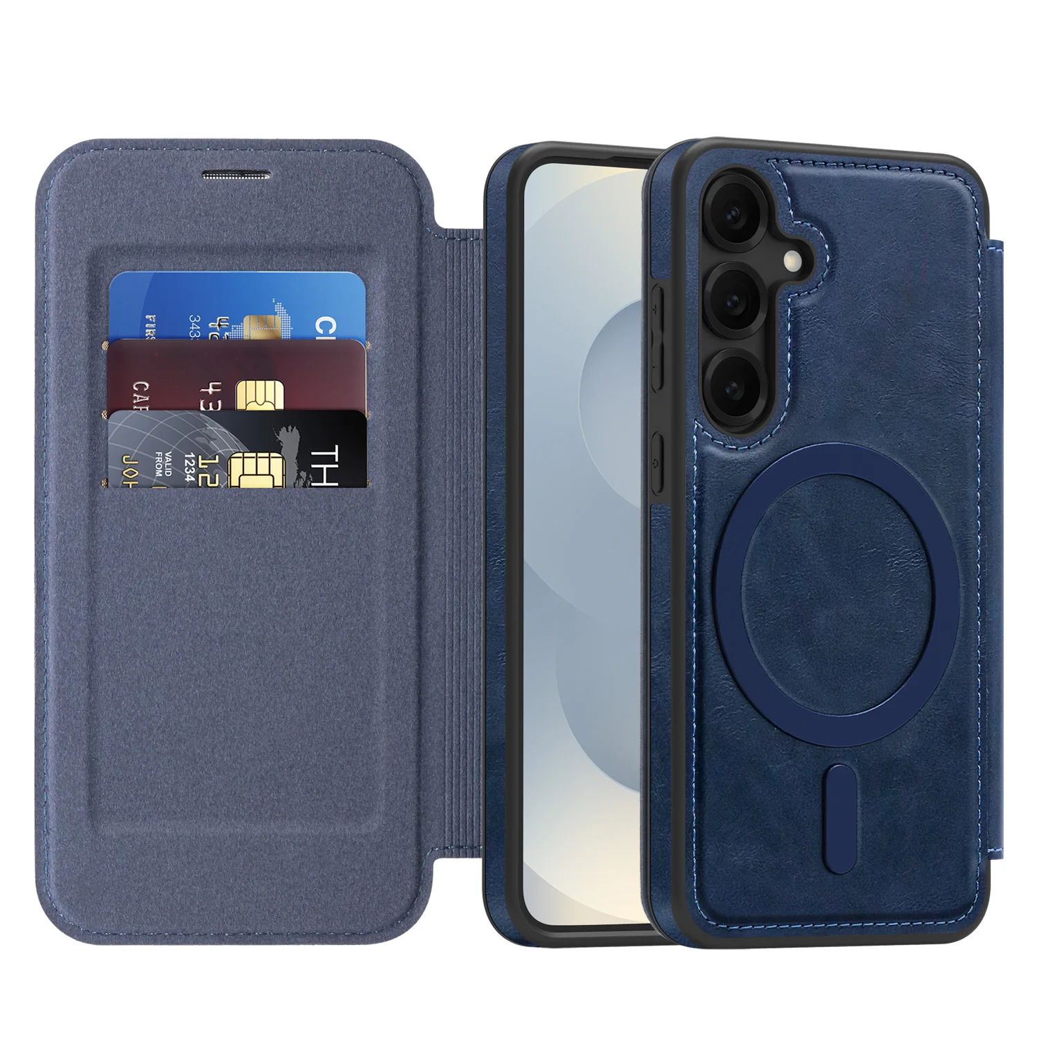 

All-Inclusive Flip Case For Samsung Galaxy S25 Magsafe Embossed PU Leather Card Slot Cash Pocket Soft Cover