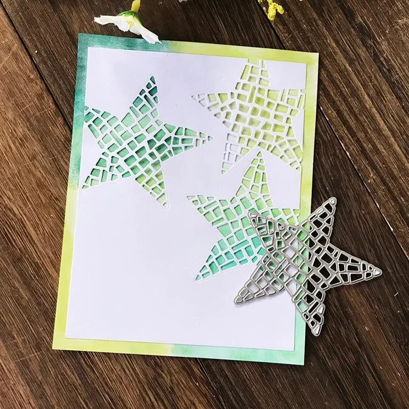 Pentagram siatki umiera Scrapbooking do cięcia metalu karty DIY Making Album wytłaczanie rękodzieło Die Cut