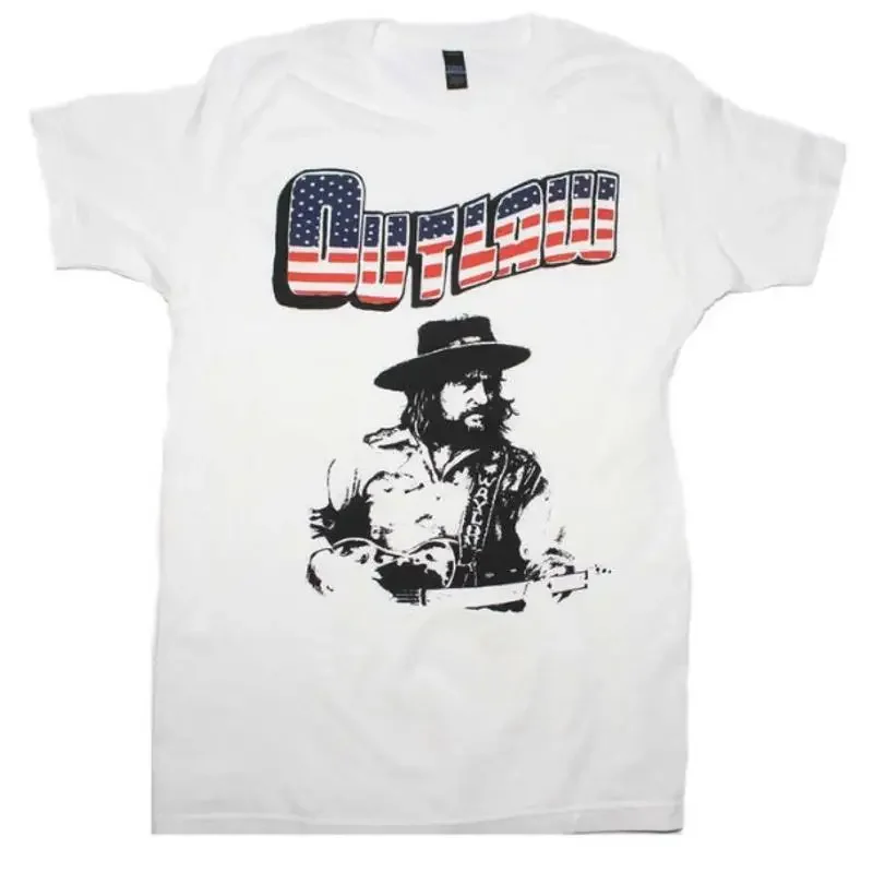 Waylon Jennings Outlaw On White T Shirt New Small Only