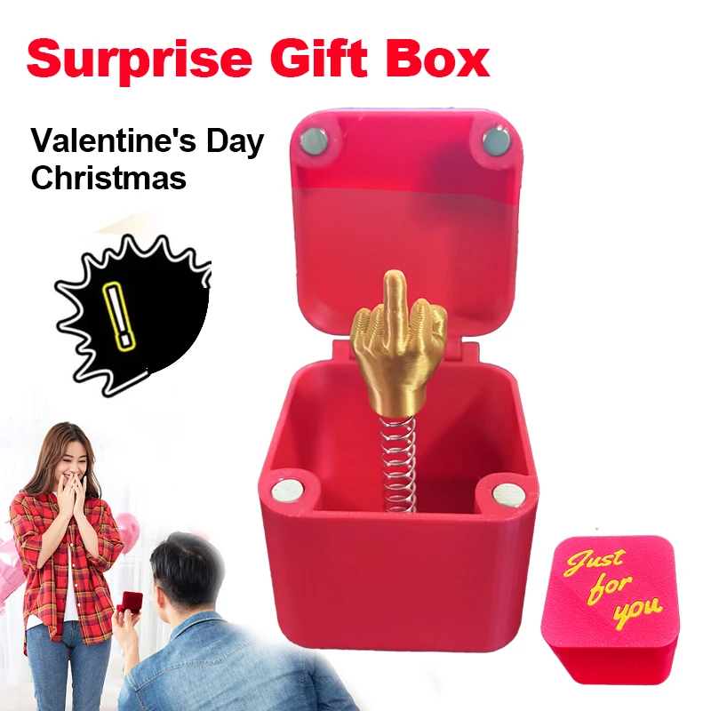 Red Middle Finger in the Box Surprise Gift Box  Crafts Home Decor Valentine's Day, Christmas, Birthday Gift Box