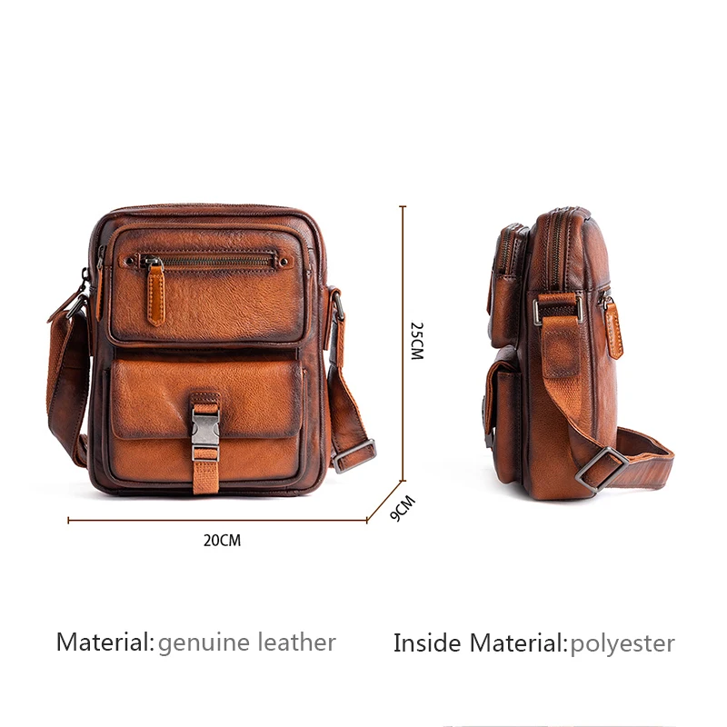 Genuine Leather Men\'s Crossbody Bag Men Shoulder Bags Leather Handbags Vintage Casual Bag For Male Messenger Bags High Quality