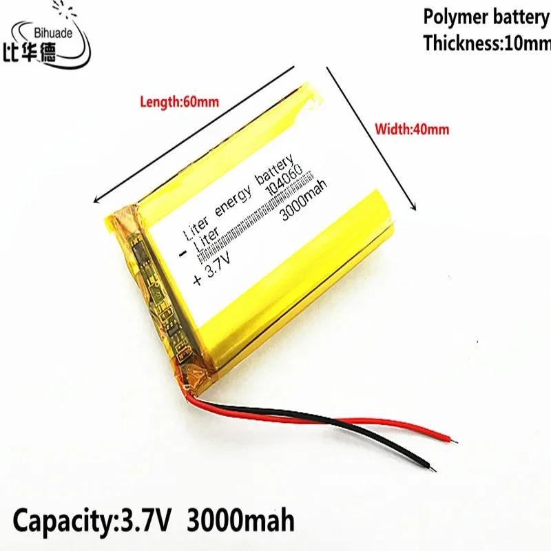 Liter energy battery Good Qulity 3.7V,3000mAH 104060 Polymer lithium ion / Li-ion battery for tablet pc BANK,GPS,mp3,mp4