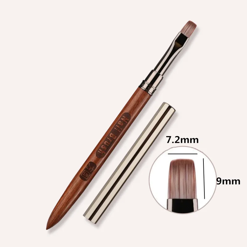 6가지 스타일의 샌달우드 핸들 네일 드로잉 브러쉬, 매니큐어 페인팅 그라데이션 UV 젤 연장 빌더 드로잉 펜