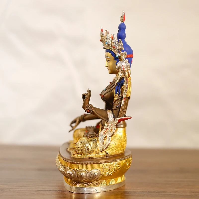 High grade Gilding Buddha statue Asia Nepal temple bless safe healty good luck Bodhisattva White Tara GUAN YIN